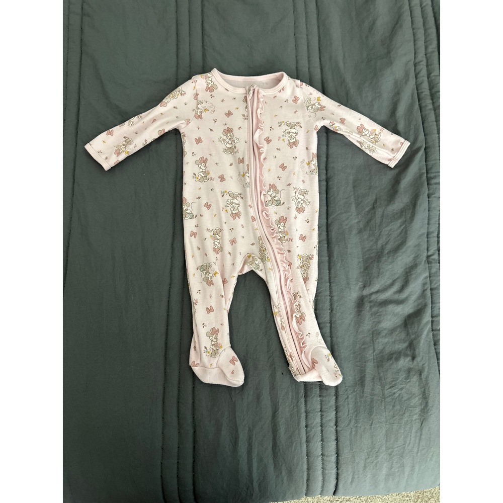 Disney Baby Light Pink Minnie Mouse Ruffle Sleeper Size 3/6M